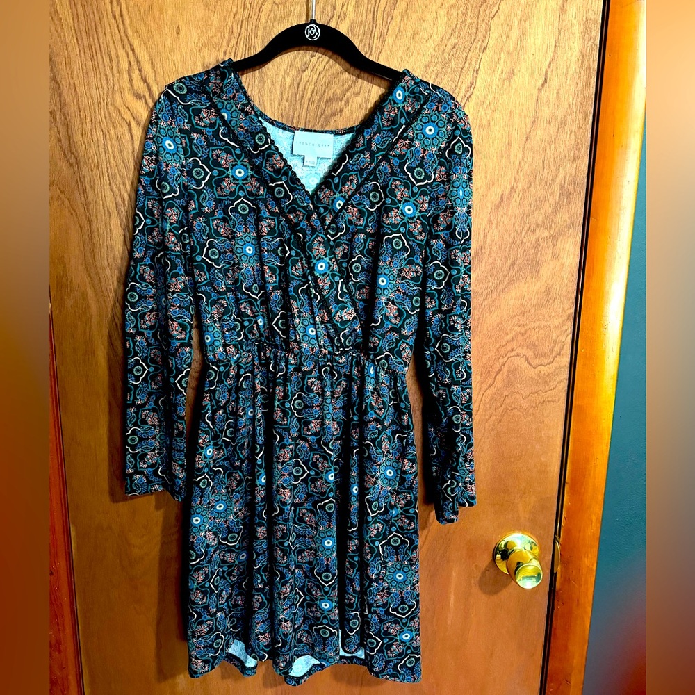 Long Sleeve Faux Wrap Dress